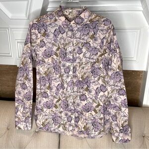 BF:DULUTH Trading Co. Purple Multi Floral Button Down Long Sleeve Casual Top S